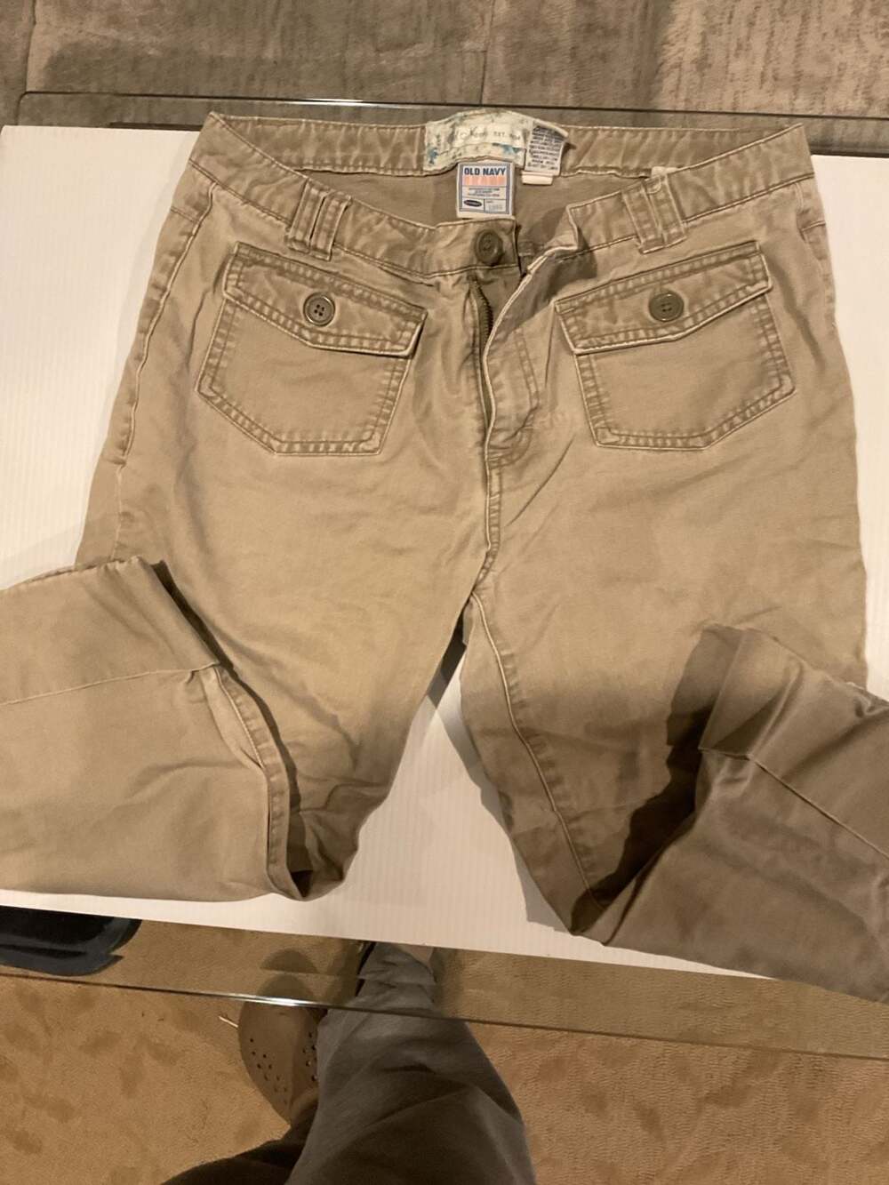 Old Navy Khaki Capri Cargo Pants with Button Flap Pockets